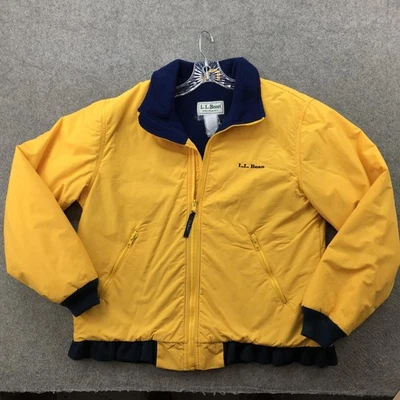 Vintage L.L.Bean Warm-Up Jacket Mens Large Yellow Blue Fleece Lined Zip 90s - Image 1 of 4