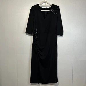 Eloquii schwarz Pailletten Kleid Gr. 16 Party Cocktail Rüschen Midi elegant - Bild 1 von 8