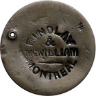 MONTREAL CANADA COUNTERSTAMP ON PENNY TOKEN FINDLAY & MCWILLIAM 