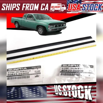 Outer Pair WINDOW GLASS SEALS DOOR BELT WEATHERSTRIP For NISSAN DATSUN D21 - Image 1 of 4