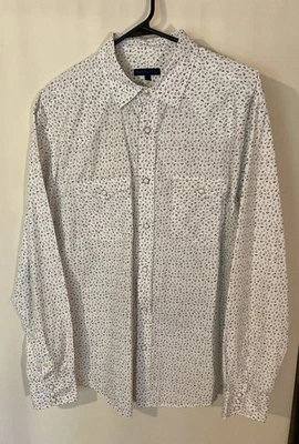 Martin Osa 100% Cotton Long Sleeve Button Up Shirt White w/ Anchor pattern Men L - Image 1 of 4