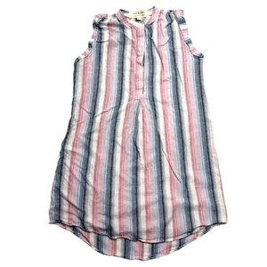 Cloth & Stone Striped Shirt Dress Button Top Sleeveless Linen Rayon Blend Small - Picture 1 of 11