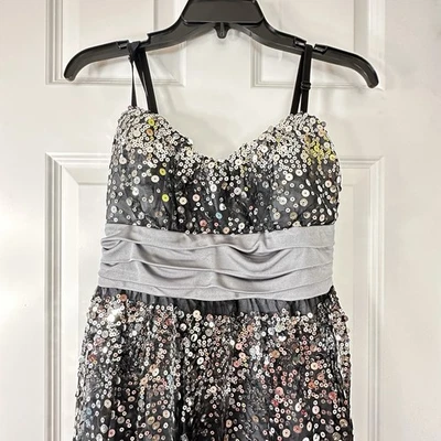 IZ Byer Gray Black Silver Sequin Dress Sleeveless Party Cocktail Jrs Size 9* - Image 1 of 4