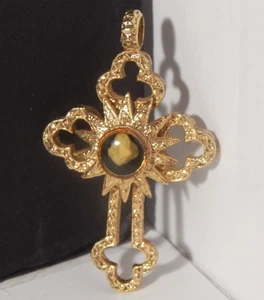 Vintage 1990s TMNS Nativity Stone Relic Christian Cross Ornate Charm/Pendant 2" - Picture 1 of 5