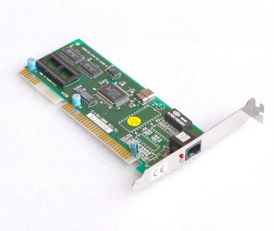 10 MBIT ISA 16-BIT RJ-45 RJ-45 Network Card LAN E-LAN-2000 REV.R1 RTL8009 M210 - Image 1 of 1