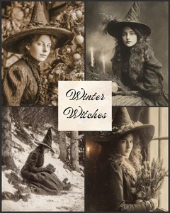 Victorian Yule Witch Portraits Gothic Christmas Winter Pagan Art Print Set Of 10 - Bild 1 von 5