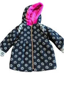 Penelope Mack NEW Little Girl's 2T BLACK PINK FLORAL Hooded Floral Jacket Size - Picture 1 of 16