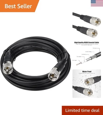 18ft RG8X Coaxial Cable - Low Loss UHF PL259 Male to Male, Waterproof & Durable - Image 1 of 4