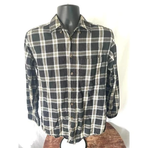 Outdoor Life Campside Flannel Shirt Black Tan Plaid Men’s Small - Picture 1 of 7