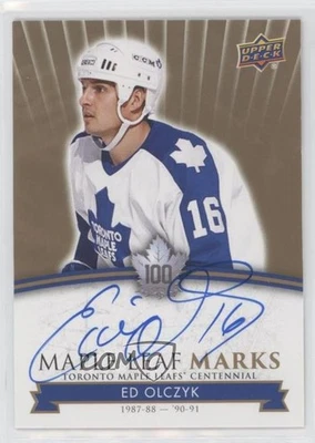 2017 Upper Deck Toronto Maple Leafs Centennial Leaf Marks Ed Olczyk #MLM-EO Auto - Image 1 of 2