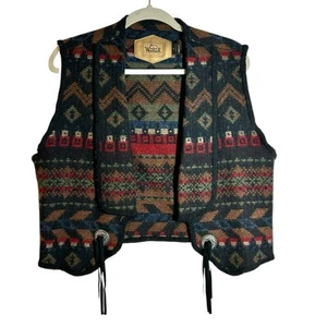 Vintage Woolrich Southwestern Tribal Aztec Open Vest Made In USA Women Size L - Picture 1 of 12