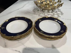 Antique Vintage Reichenbach Echt Cobalt Porcelain 8 Soup Bowls. New! - Picture 1 of 8
