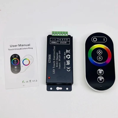DC 12V-24V 18A Wireless RF Touch Remote + GT666 RGB LED Strip Lights Controller - Image 1 of 4