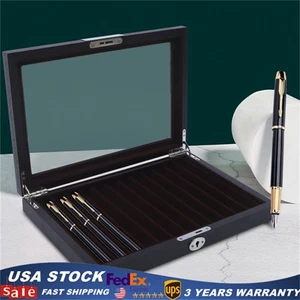 12 Slots Wood Pen Storage Box Fountain Pen Display Case Organizer With Key Gift - Picture 1 of 23