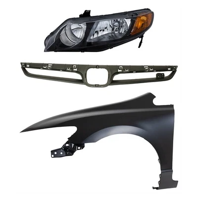 Grille Kit For 2007-2008 Honda Civic Sedan 4-Door with LH Fender and Headlight Foto 1 de 4