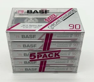 5 Pack BASF Chrome Standard II Blank Audio Cassette Tapes High Bias / Type II - Picture 1 of 3