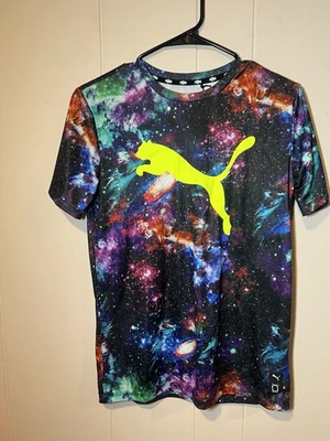 Puma Boys YL 14-16 Shirt NWT Galaxy Print Yellow Logo  - Image 1 of 4