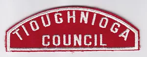 1970's USA BOY SCOUTS OF AMERICA - BSA TIOUGHNIOGA SCOUT COUNCIL R&W PATCH - Bild 1 von 1