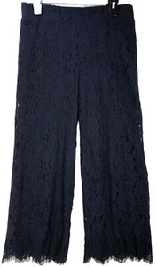 Isaac Mizrahi Live! Wide Leg Navy Blue Knit Lace Pants Size Small/Tall-234 - Picture 1 of 16