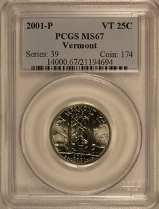 2001-P Vermont State Quarter Mint-State PCGS MS67 - Picture 1 of 2