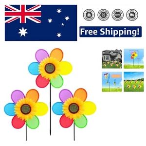 Colorful Garden Windmills Set - 3 Easy-Assembly Pinwheels for Outdoor Fun - Picture 1 of 7
