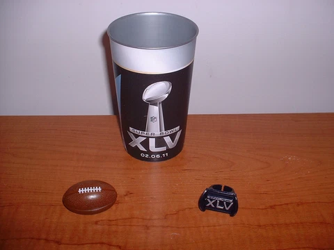 NOS SUPER BOWL XLV STEELERS PACKERS HOLOGRAM CUP XLV RING FOOTBALL RING 02/05/11 Cover