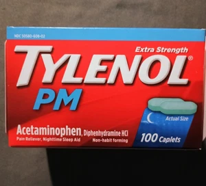 Tylenol PM Extra Strength Pain Reliever & Sleep Aid Tablets 100ct - Picture 1 of 1