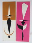 TWO 1950S VINTAGE ROBERT BLANCHARD ILLUSTRATION ART PAINTINGS ABSTRACT GOUACHE