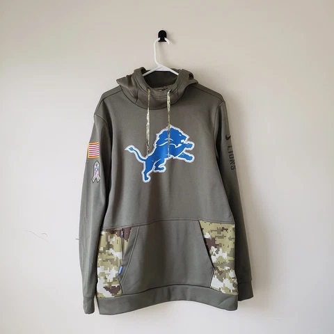 Detroit Lions Hoodie Sweatshirt Mens Medium Camo Nike NFL Salute to Service 2022 Cover