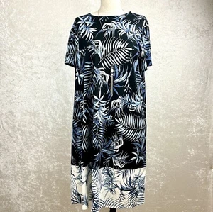 J.Jill Wearever Navy Tropical Print Color-Block Dress - Size L - Picture 1 of 8