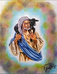 Black African American Jesus with Lamb "8 x 10" Print - ready to be framed - Picture 1 of 1