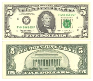 1995 Series $5 Dollar Bill Banknote Old Design US Federal Reserve Note Vintage - Picture 1 of 1