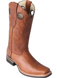 Botas de Vaquero de Rodeo Occidentales Los Altos MIEL Puntera Cuadrada Cuero Genuino EE+ - Imagen 1 de 2