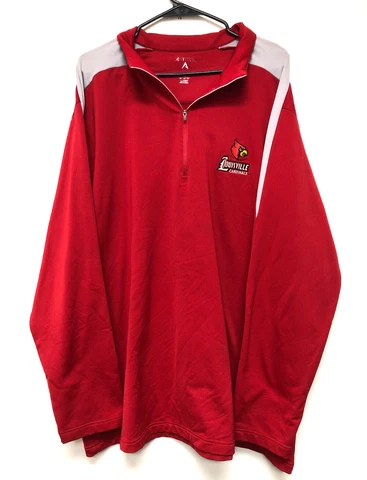 Antigua Mens Red Pullover 1/4 Zip Jacket Louisville Cardinals - Size 2XL Cover