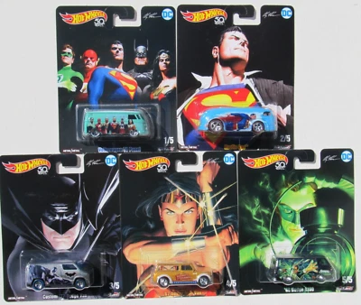 HOT WHEELS ALEX ROSS DC COMICS GREEN LANTERN, WONDER WOMAN, SUPERMAN 6 Car Set - Image 1 of 4