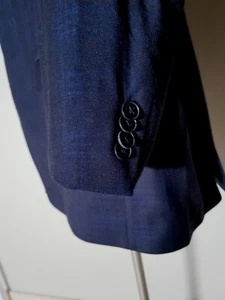 50L 50R Slim Perry Ellis 4-SEASON Blue Black Glen Check Sport Coat Blazer Jacket - Picture 1 of 7