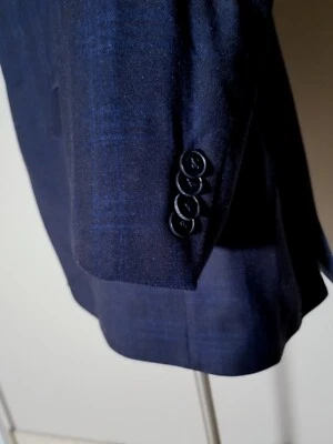 50L 50R Slim Perry Ellis 4-SEASON Blue Black Glen Check Sport Coat Blazer Jacket - Image 1 of 4