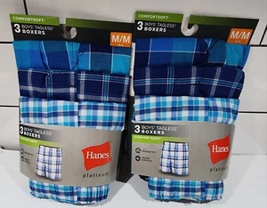 2 Pkgs Hanes Boys Comfortsoft Tagless Boxers 3Pair Assorted Colors Sz. M (10-12) - Picture 1 of 2