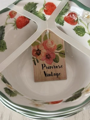 Primrose Vintage Strawberry Fields Dessert Cups  Bowls Set of 4 New - Image 1 of 4