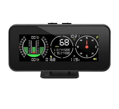 Inclinometer GPS Compass Speedometer Car HUD Overspeed Alarm Speed Slope Meter - Image 1 of 4