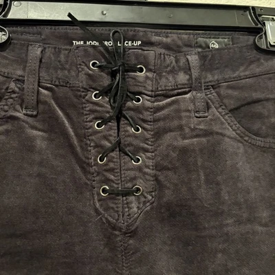 NUEVO CON ETIQUETAS AG Adriano Goldschmied Jodi Crop Acampanado Con cordones Tiro Alto Mujeres 26R Terciopelo Foto 1 de 4