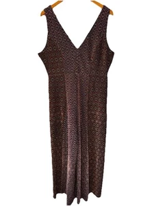 Nine Lives Bazaar Womens Teddie Glitter Thread Geometric Jumpsuit Belt Sz 18 NWT - Picture 1 of 22