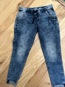 Denizen LEVI'S Joggers Washed Denim Sz 9 Waist 29" Pull On Drawstring 5 Pocket - Picture 1 of 6