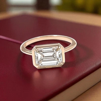 2.30 Carat Diamond Wedding Ring IGI GIA Lab Grown Emerald Cut 18k Rose Gold - Image 1 of 4