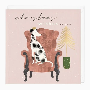 Whistlefish Christmas Wishes To You Card Gold Dalmation Spotty Dog Tree XA206 - Picture 1 of 1