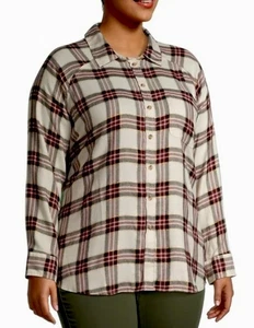 Terra & Sky - Button Front Blouse - 0X(14W) - Purple / White Plaid NWT - Picture 1 of 9