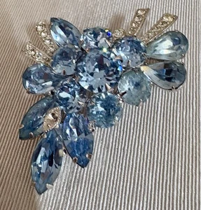 Vintage Eisenberg Ice Brooch Pin Rhodium Plated Crystal 2.50” Signed - Picture 1 of 4