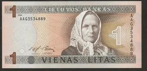 1994 LITHUANIA 1 LITA NOTE UNC - Picture 1 of 2