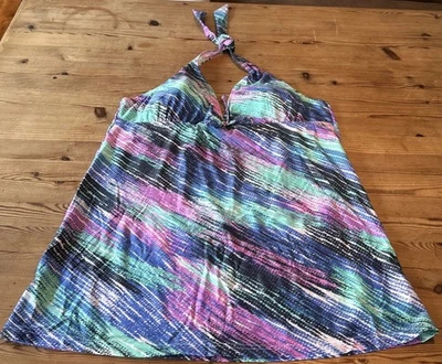 Octopus Beachwear Tankini 46 Oberteil Grün Blau Pink Neckholder Gefüttert Neu! - Bild 1 von 4