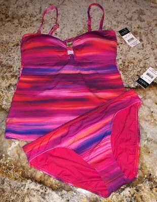 RALPH LAUREN Ombre Ikat Pink Purple Bandini Tankini Swim Suit NEW Womens Sz 6 12 - Image 1 of 4